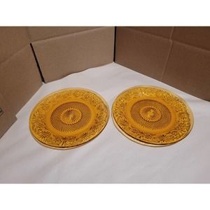 Depression Era Indiana Tiara Amber glass plates, Set of 20
